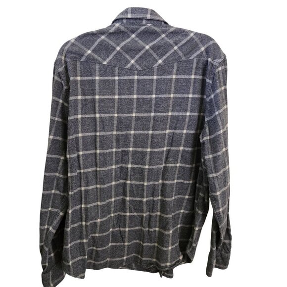 Lucky Brand Saturday Stretch Blue Gray Snap Western Flannel Shirt 2022 Size XL - Picture 2 of 11